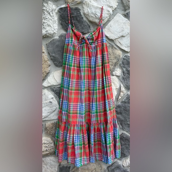 J. Crew Babydoll Midi Sundress XS Plaid Bohemian Cottagecore Preppy Country Y2K - Picture 4 of 8